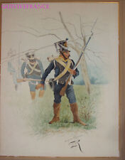LARGE LIGHT INFANTRY WATERCOLOR DRAWING - FIRST EMPIRE - LUCIEN ROUSSELOT #2 picture