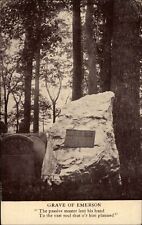 Emerson's Grave poem ~ Concord Massachusetts ~ c1910 vintage postcard picture