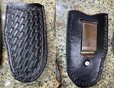 Personalized Leather Folding Knife Clip Sheath  Buck 110, 112, Trapper, & Others picture