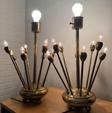Vintage 50s Brass Sputnik Table Lamps Mid Century Modern MCM Lighting Atomic Era picture