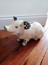 MacKenzie Childs Style Art Pottery Piggy Bank Pigadilly Hand Painted picture
