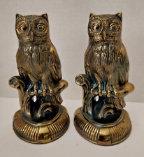 Pair of 1974 SCC Cast Metal Owl Bookends with Brass Finish picture