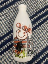 VTG Egizia Milk Juice Glass Bottle Vibrant Colors Cow Bell Flowers Fence picture
