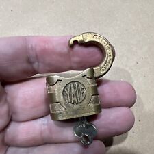 Vintage Miniature Padlock & Key. PP-88  **WORKS** picture