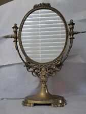 Vintage French Brass Vanity Swivel Mirror Glass picture