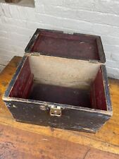 Vintage Wood Slant Top Box w/ Lid ~ Country Storage Box, Brass Latch, Worn Wood picture