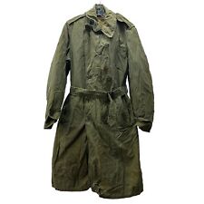 Vintage US ARMY Vietnam OD Green Military Trench Coat 8405 261 6498 Small Long picture