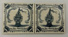 Vintage Delft Holland America Line “Ms Nw. Amsterdam” Ceramic Coaster Pair picture