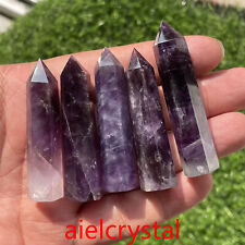 Natural Dream amethyst Quartz Carved Crystal Tower wand Point 5-6cm 5pc picture