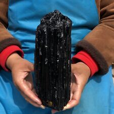 4.04LB Large Natural Black Tourmaline Crystal Gemstone Rough Mineral Specimen picture