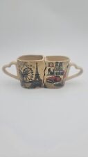 Vintage France His & Her 8oz Mug Paris Interlocking 2 Ceramic Cups picture