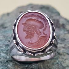 Roman Warrior  Intaglio  Ring hand engraved Ancient Vintage ROMAN RARE Carnelian picture