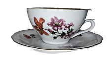 Kahla GDR Porcelain Teacup and Saucer Purple Orange Flowers picture