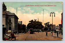 1914 Atlantic Square Trolley Car Stamford CT Postcard picture