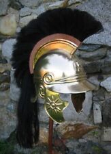 18GA Brass Sca Larp Medieval Roman Celtic Helmet With Black Plume Cosplay Helmet picture