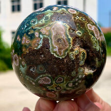 482G Natural Colorful ocean jasperquartz geode crystal sphere ball healing picture