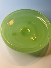 Fenton Jade Wide Rib Round Bowl c. 1930s 3 legged rolled edge Some Discoloration picture