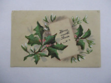 CPA FANCY GLACOID GREETING CARD GOOD NEW YEAR HOLLY PATTERN picture