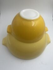 1950's VTG PYREX Set Of (2)  Yellow Cinderella Mixing Bowls #443 & #441 Ex Cond. picture