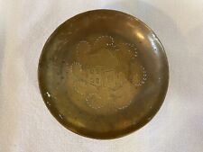 Vintage Small BRASS DISH Hand Etched CenterPattern 3 5/8