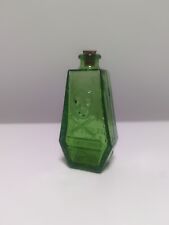 Vintage Wheaton Green Glass Poison Bottle Coffin Shape Skull Crossbones RIP 3
