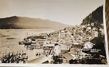 West Ketchikan Alaska AK Old Early 1900s RPPC Looking Up Tongass Narrows  picture