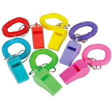 LOT OF 12 SPIRAL WHISTLE KEYCHAINS KEY CHAIN WRIST COIL CHAINS ELASTIC FAST SHIP picture