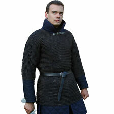 10mm Short Sleeve Disign Medieval Butted Black Chainmail Shirt Large Size  picture