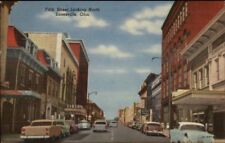 Zanesville OH Fifth St. Cars Colorful Linen Postcard rpx picture