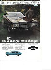 Two Original 1971 Chevrolet  Caprice print ad (ads), 1 also with a Vega picture