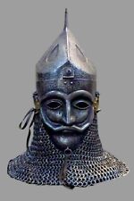 16GA Steel Medieval Norman masked Men Face Viking Helmet W Chainmail Hallween picture