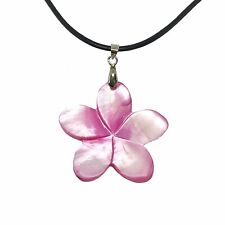 Hawaiian Jewelry Pink Plumeria Flower Hand Carved Sea Shell Necklace from Hawaii picture