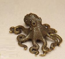 Brass Octopus Animal Statue Small Sculpture Tabletop Figurine Home Decor Gifts picture