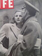 Life Magazine Cover Only Original Rare Vtg 1940s WW2 Goodbye Kiss Nash Kelv Bomb picture