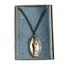 VINTAGE OUR LADY OF MOUNT CARMEL STERLING SILVER PENDANT NECKLACE picture