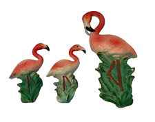 3 MCM Vintage Bradley Ceramic Pink Flamingos Wall Plaques picture