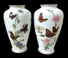 Franklin Porcelain The Meadowland  Butterfly Vase John Wilkinson 1981. Set Of 2 picture