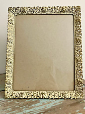 Vintage Picture Frame 8x10 Gold White Metal Ornate Tabletop Hanging picture