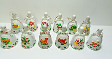  Vtg 12 Days of Christmas Miniature Ceramic Bells Taiwan 3