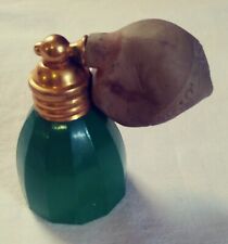 Antique Perfume Atomizer Green Bottle Brass Fixture Rubber picture