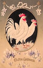 Antique Easter Card Ornate Rooster Chicken Victorian Fantasy Vtg Postcard D19 picture