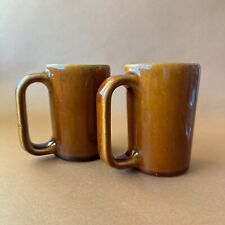Vintage DCC Stoneware Caramel-Brown Coffee Mugs, Restaurant Ware USA, Set of 2 picture