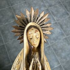 Antique Wooden Carving, Statue of  The Virgin Mary,Madonna Icon Signed picture
