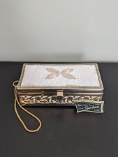 VTG 24k Gold Plated Tylorean  Beaded Butterfly Jewelry Trinket Box MCM USA picture