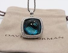 David Yurman Sterling Silver 20mm Albion Necklace Hampton Blue Topaz & Diamonds picture