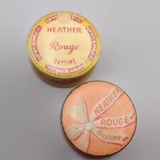 2 Early Heather Rouge Daytime Tins with Product, Vintage/Antique Vanity Makeup picture