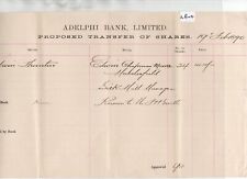 Adelphi Bank - (AB04 ) proposed  share transfer -  Feb. 1890 picture