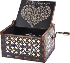 Can'T Help Falling in Love Wood Music Box, Antique Engraved Musical Boxes Case f picture