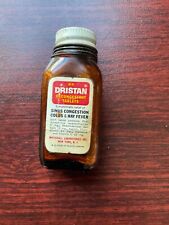 Vintage Brown Glass Dristan Medicine Bottle Whitehall. Lid & Labels. Empty.  picture