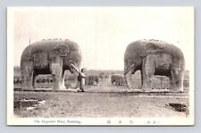 Antique Postcard RPPC Real Photo IMPERIAL MING NANKING ELEPHANT STATUES 1910 picture
